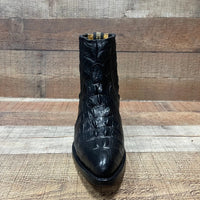 Men's Western Cowboy Crocodile Print Genuine Cowhide Leather Ankle Boots Black - OriginalWestern.com