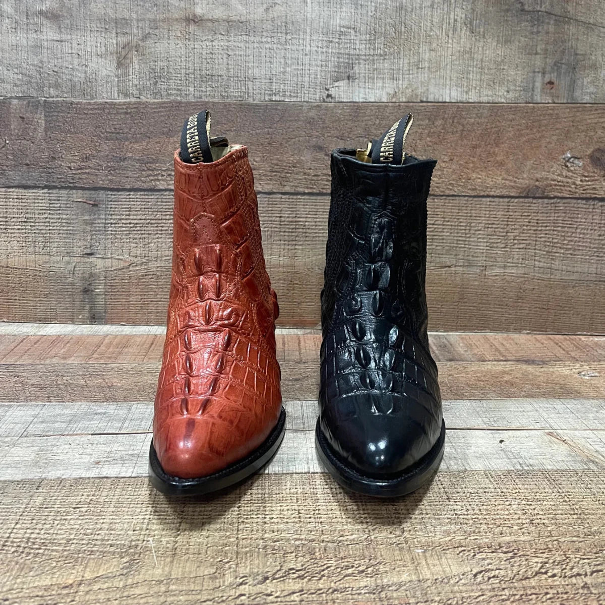 Men's Western Cowboy Crocodile Print Genuine Cowhide Leather Ankle Boots Shedron - OriginalWestern.com