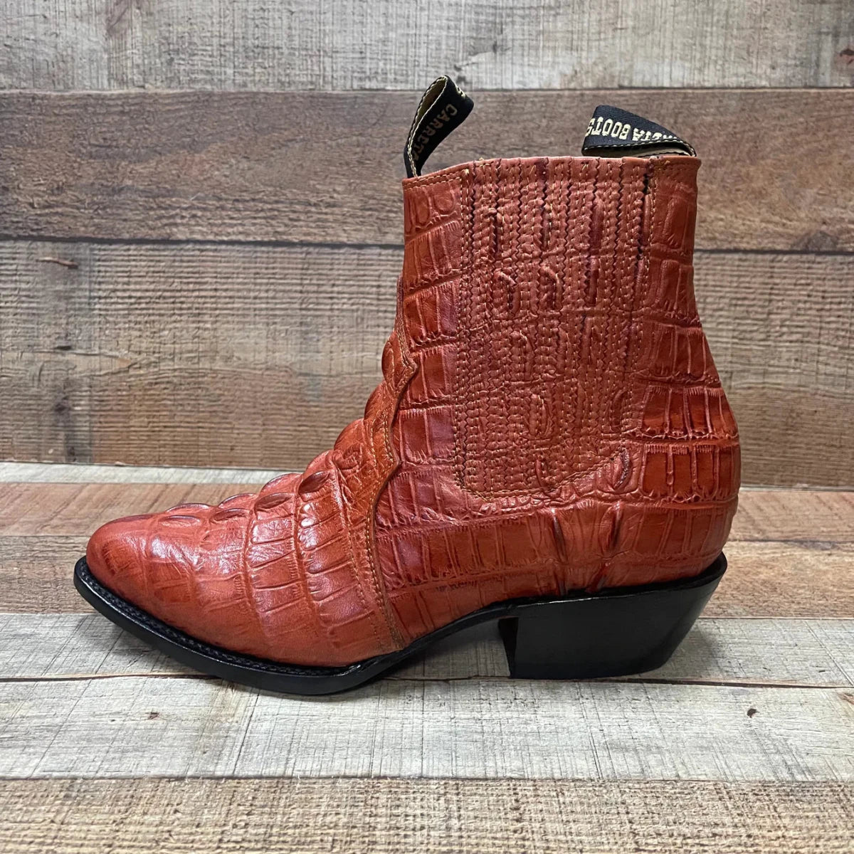 Men's Western Cowboy Crocodile Print Genuine Cowhide Leather Ankle Boots Shedron - OriginalWestern.com