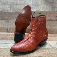 Men's Western Cowboy Crocodile Print Genuine Cowhide Leather Ankle Boots Shedron - OriginalWestern.com