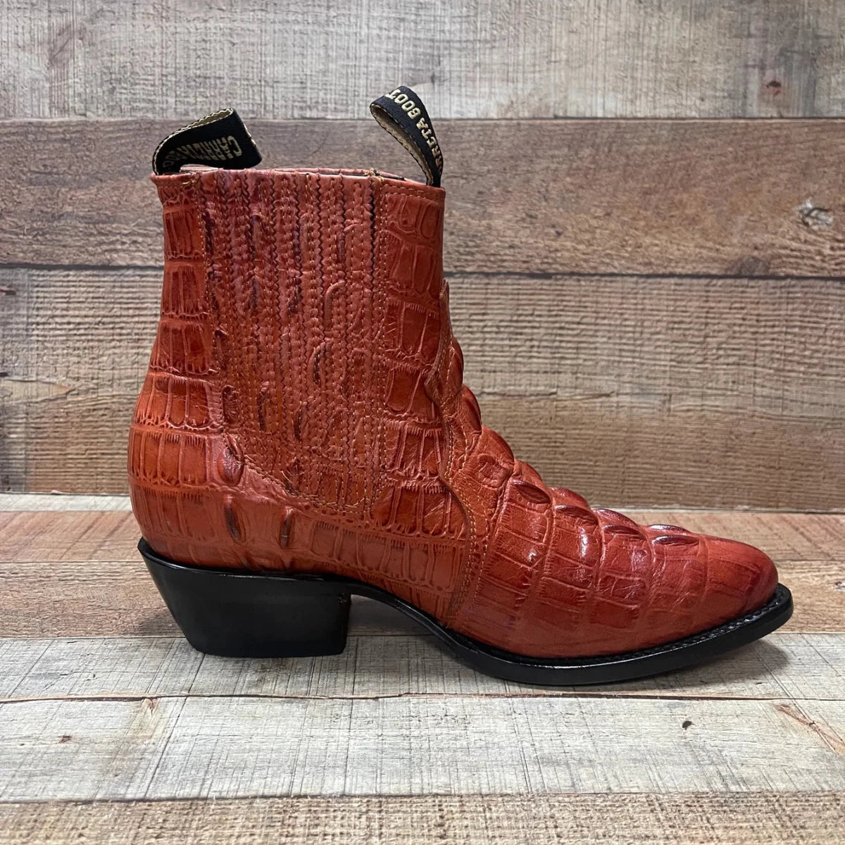 Men's Western Cowboy Crocodile Print Genuine Cowhide Leather Ankle Boots Shedron - OriginalWestern.com