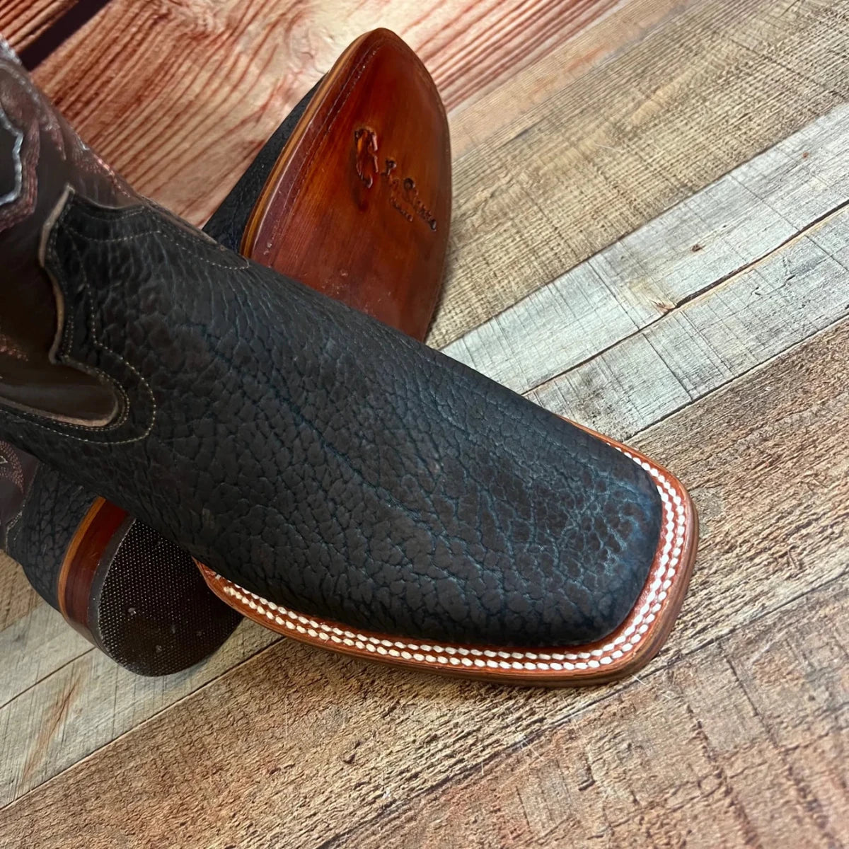 Men's Western Cowboy Genuine Bulls/Neck Square Toe Boots Est. 722 Brown - OriginalWestern.com