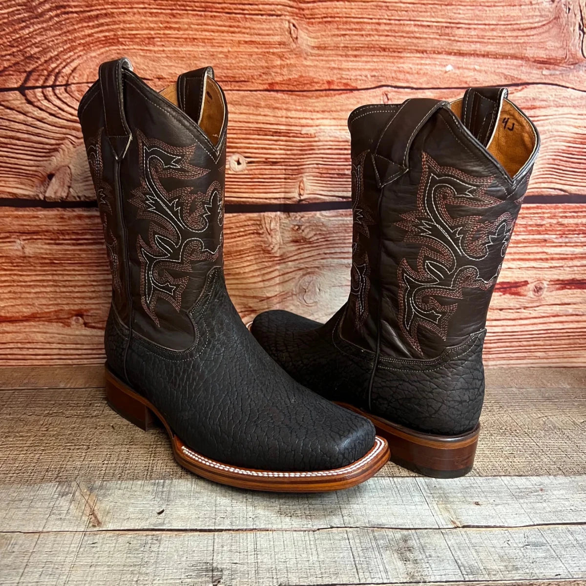 Men's Western Cowboy Genuine Bulls/Neck Square Toe Boots Est. 722 Brown - OriginalWestern.com