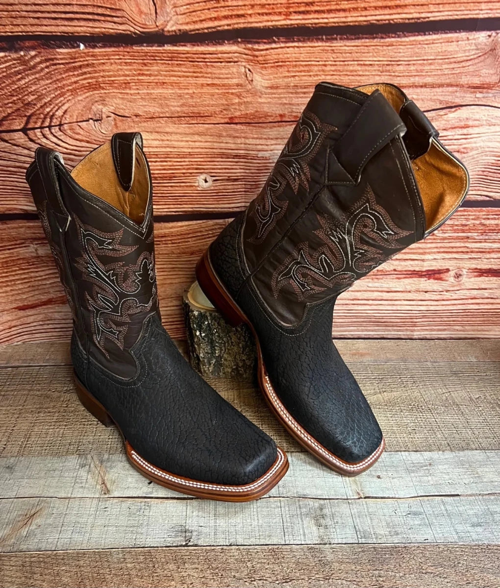 Men's Western Cowboy Genuine Bulls/Neck Square Toe Boots Est. 722 Brown - OriginalWestern.com