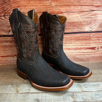 Men's Western Cowboy Genuine Bulls/Neck Square Toe Boots Est. 722 Brown - OriginalWestern.com
