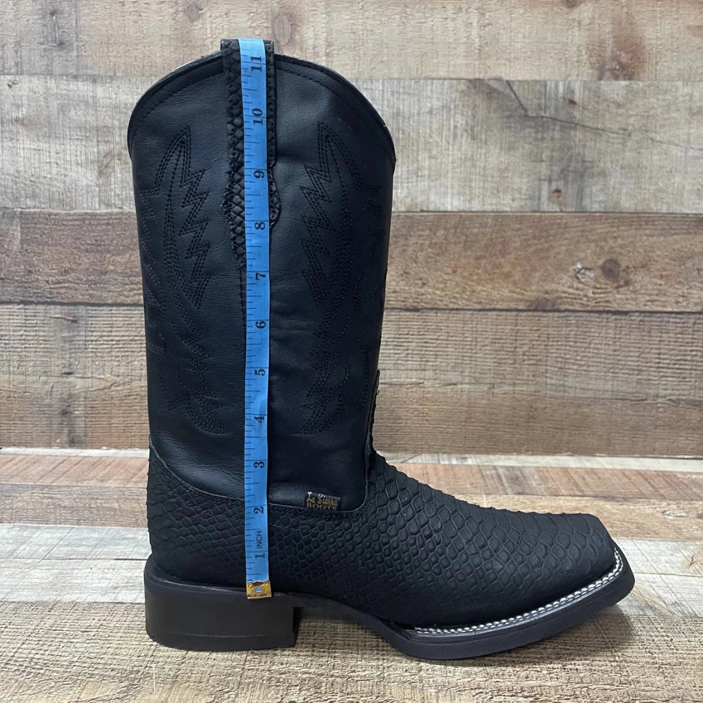 Men's Western Cowboy Genuine Cow Leather with Python Print and Rubber Sole Est. 740 Black - OriginalWestern.com