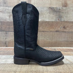 Men's Western Cowboy Genuine Cow Leather with Python Print and Rubber Sole Est. 740 Black - OriginalWestern.com