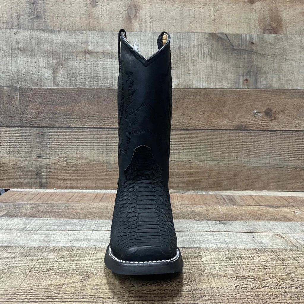 Men's Western Cowboy Genuine Cow Leather with Python Print and Rubber Sole Est. 740 Black - OriginalWestern.com
