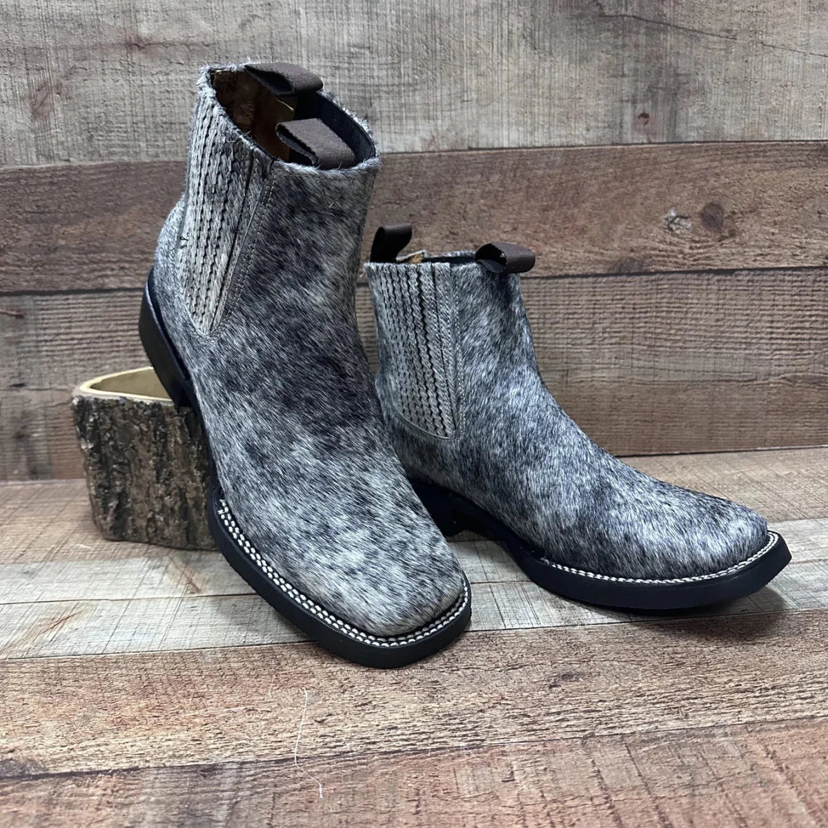 Men's Western Cowboy Genuine Cowhide Leather and Genuine Cow Hair Ankle Boot Est. 714 - OriginalWestern.com