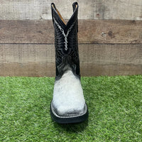 Men's Western Cowboy Genuine Cowhide Leather and Genuine Cow Hair Boots Est. 744 White/Black - OriginalWestern.com