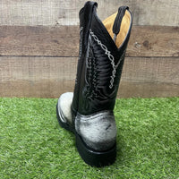 Men's Western Cowboy Genuine Cowhide Leather and Genuine Cow Hair Boots Est. 744 White/Black - OriginalWestern.com