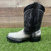 Men's Western Cowboy Genuine Cowhide Leather and Genuine Cow Hair Boots Est. 744 White/Black - OriginalWestern.com