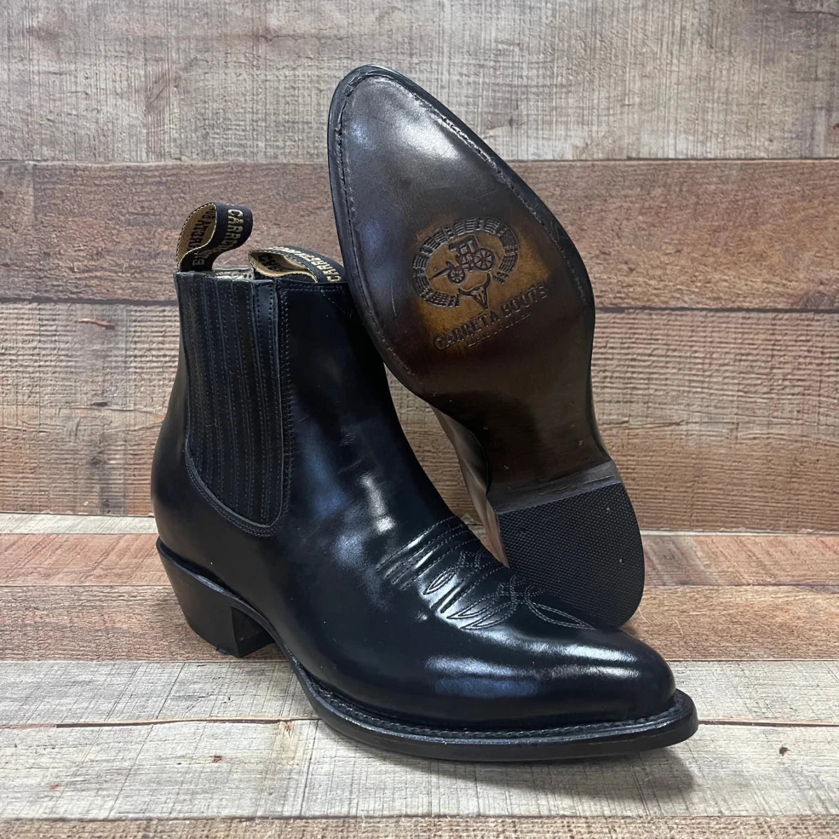 Men's Western Cowboy Genuine Cowhide Leather Napa Ankle Boot Black - OriginalWestern.com