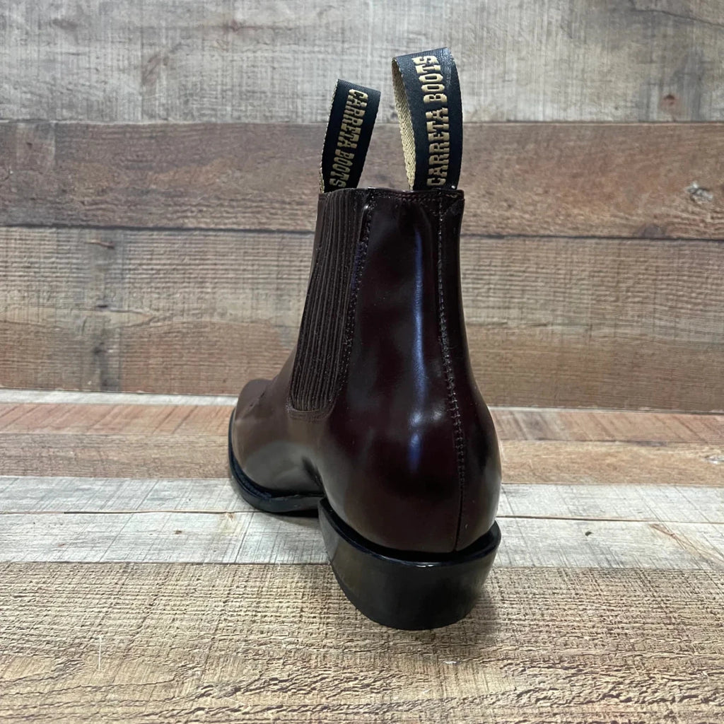 Men's Western Cowboy Genuine Cowhide Leather Napa Ankle Boot Wine - OriginalWestern.com