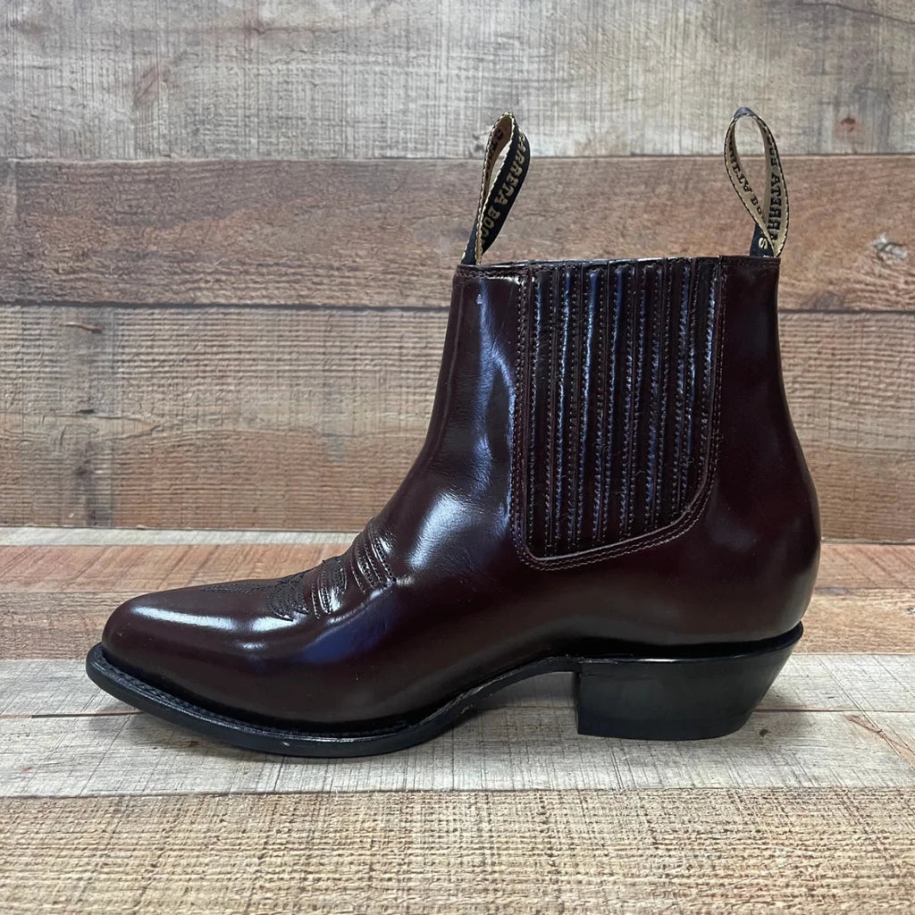 Men's Western Cowboy Genuine Cowhide Leather Napa Ankle Boot Wine - OriginalWestern.com
