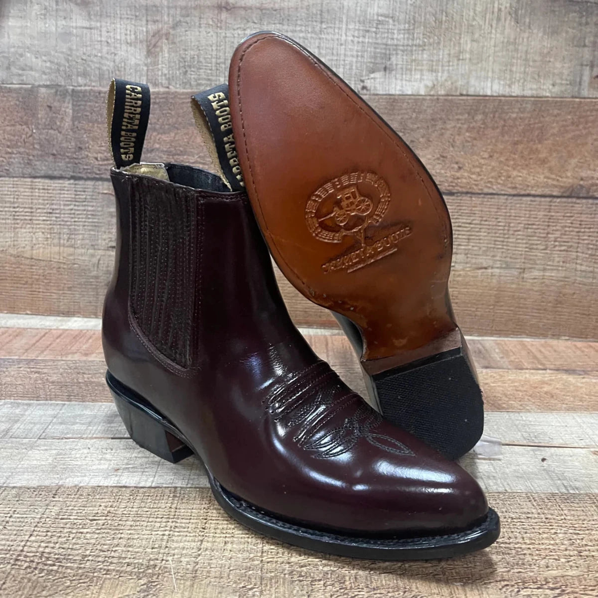 Men's Western Cowboy Genuine Cowhide Leather Napa Ankle Boot Wine - OriginalWestern.com