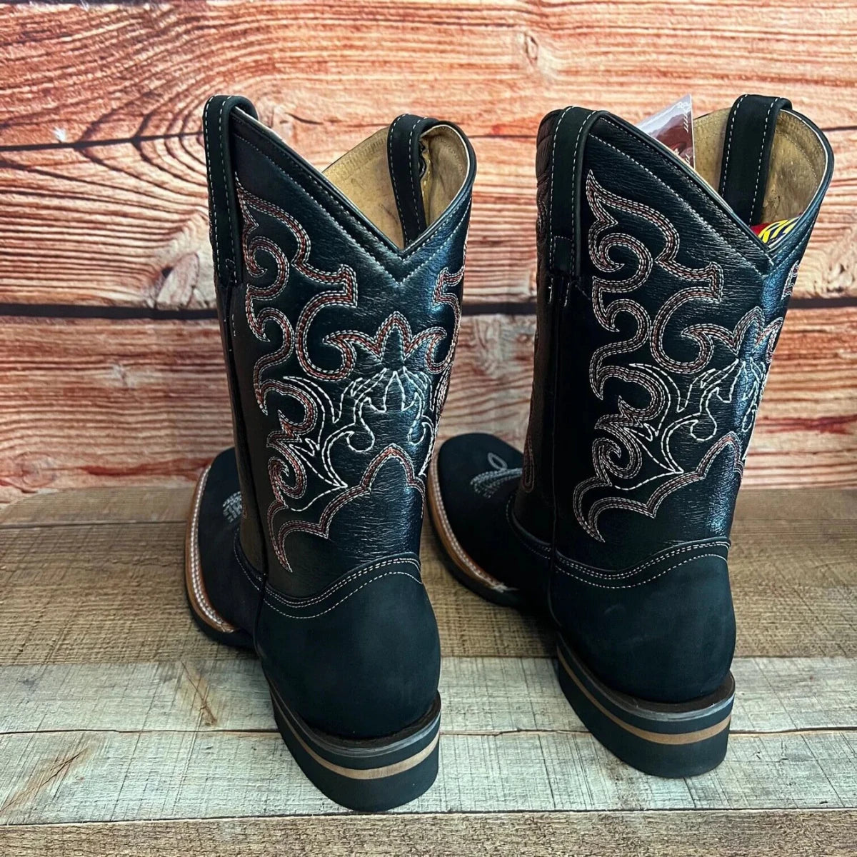 Men's Western Cowboy Genuine Leather Boots Est. 942 Black - OriginalWestern.com
