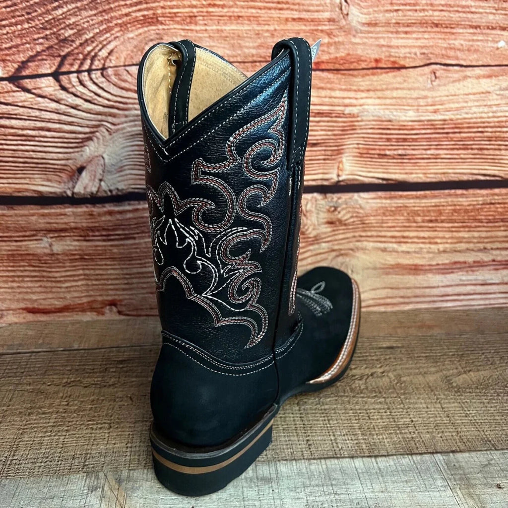 Men's Western Cowboy Genuine Leather Boots Est. 942 Black - OriginalWestern.com