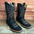 Men's Western Cowboy Genuine Leather Boots Est. 942 Black - OriginalWestern.com