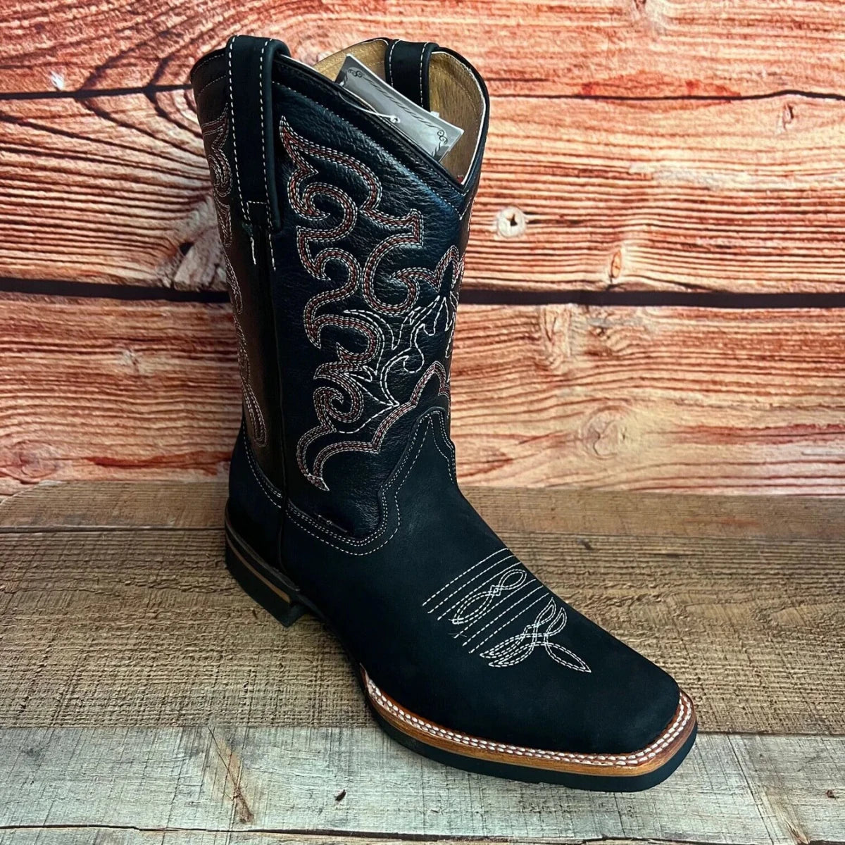 Men's Western Cowboy Genuine Leather Boots Est. 942 Black - OriginalWestern.com