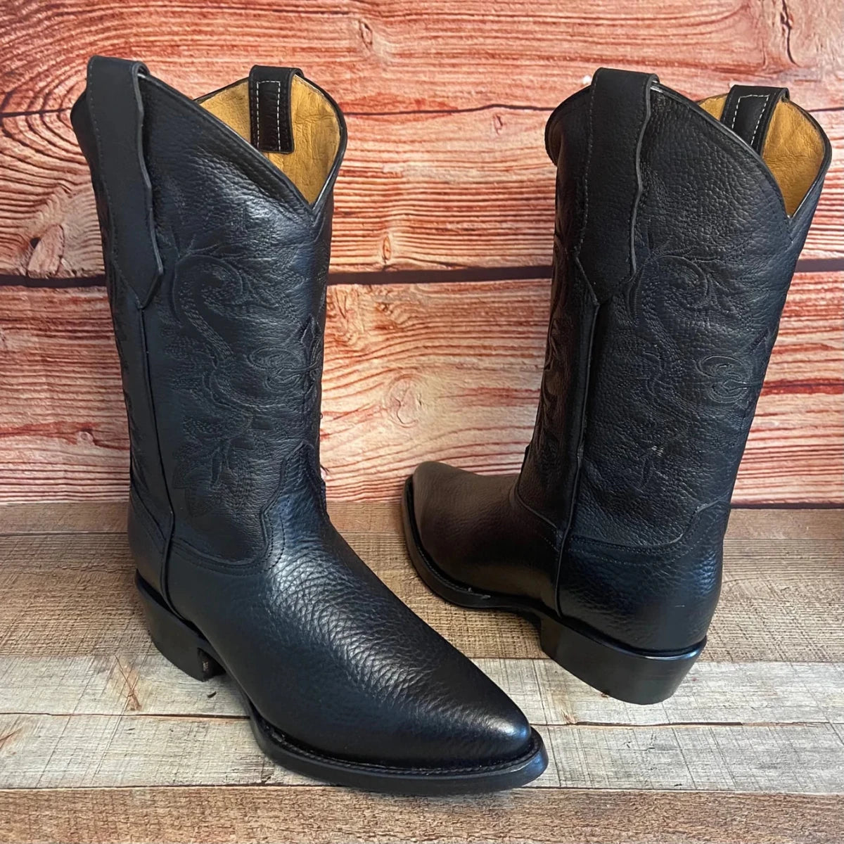 Men's Western Cowboy Genuine Leather Pointed Toe Boots Est. 099 Black - OriginalWestern.com