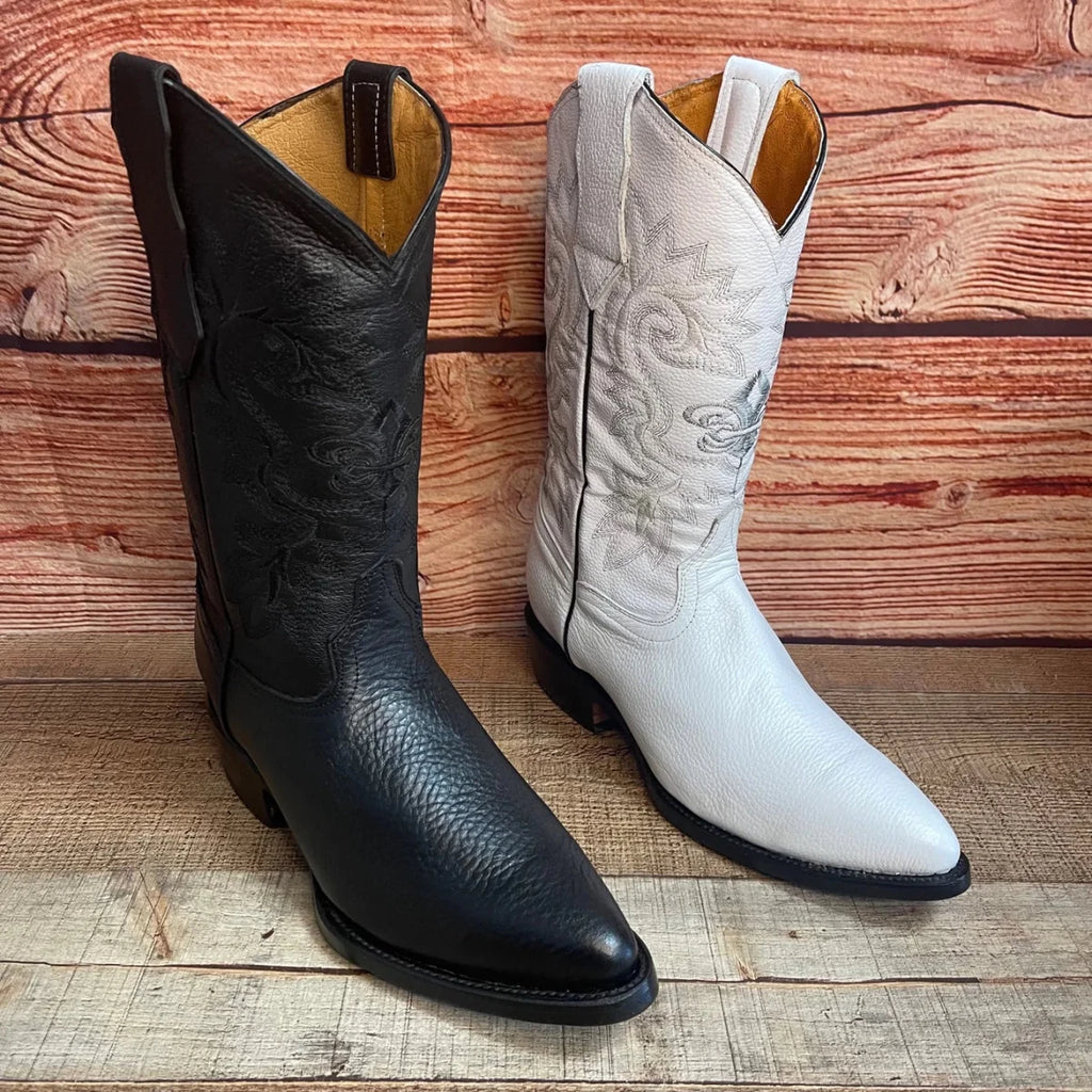 Men's Western Cowboy Genuine Leather Pointed Toe Boots Est. 099 Black - OriginalWestern.com