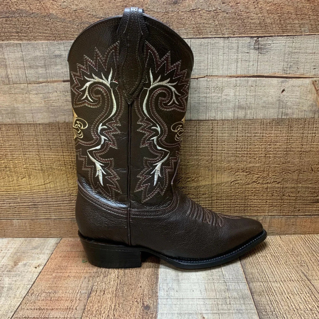 Men's Western Cowboy Genuine Leather Pointed Toe Boots Est. 099 Brown - OriginalWestern.com