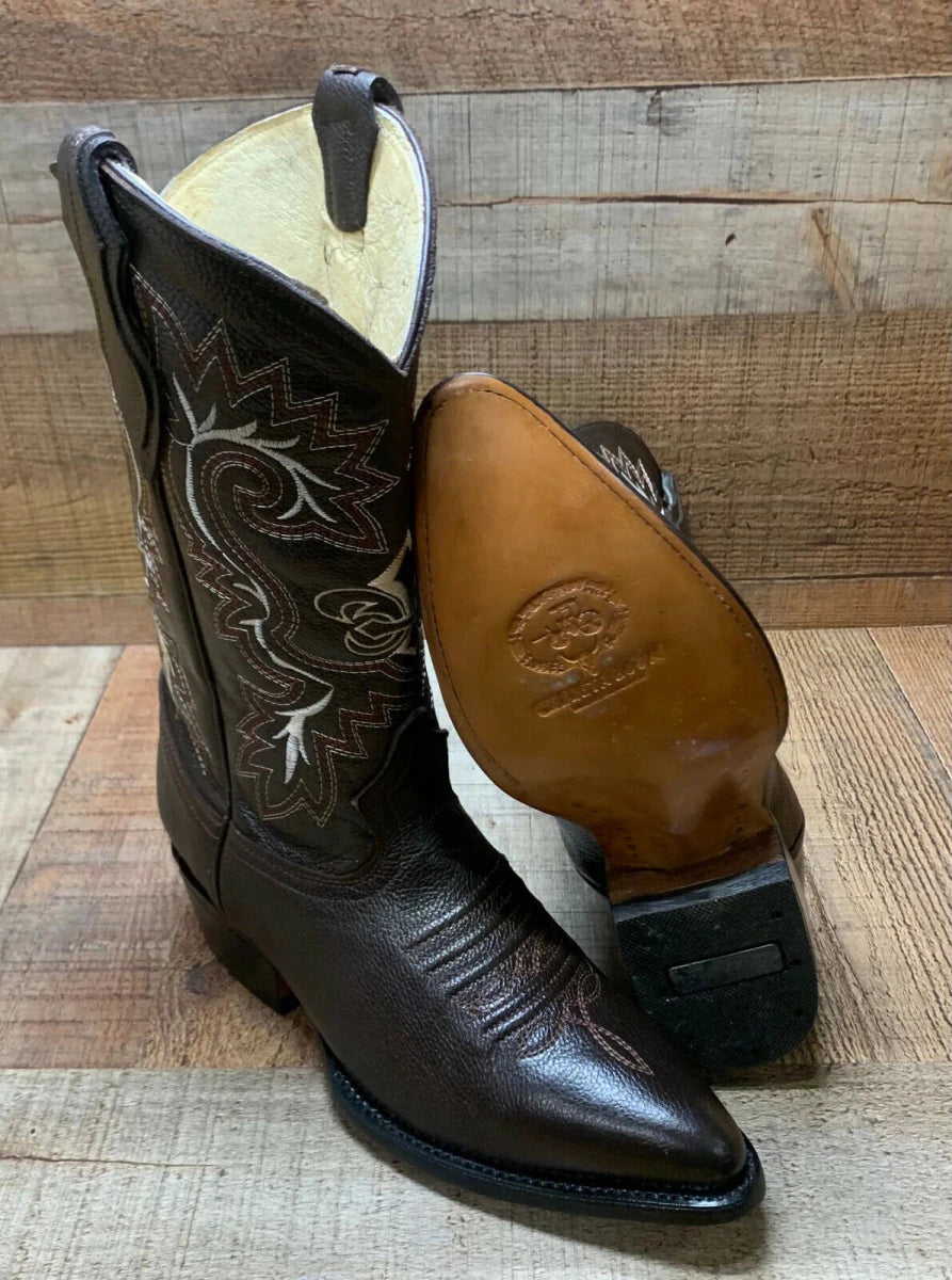 Men's Western Cowboy Genuine Leather Pointed Toe Boots Est. 099 Brown - OriginalWestern.com