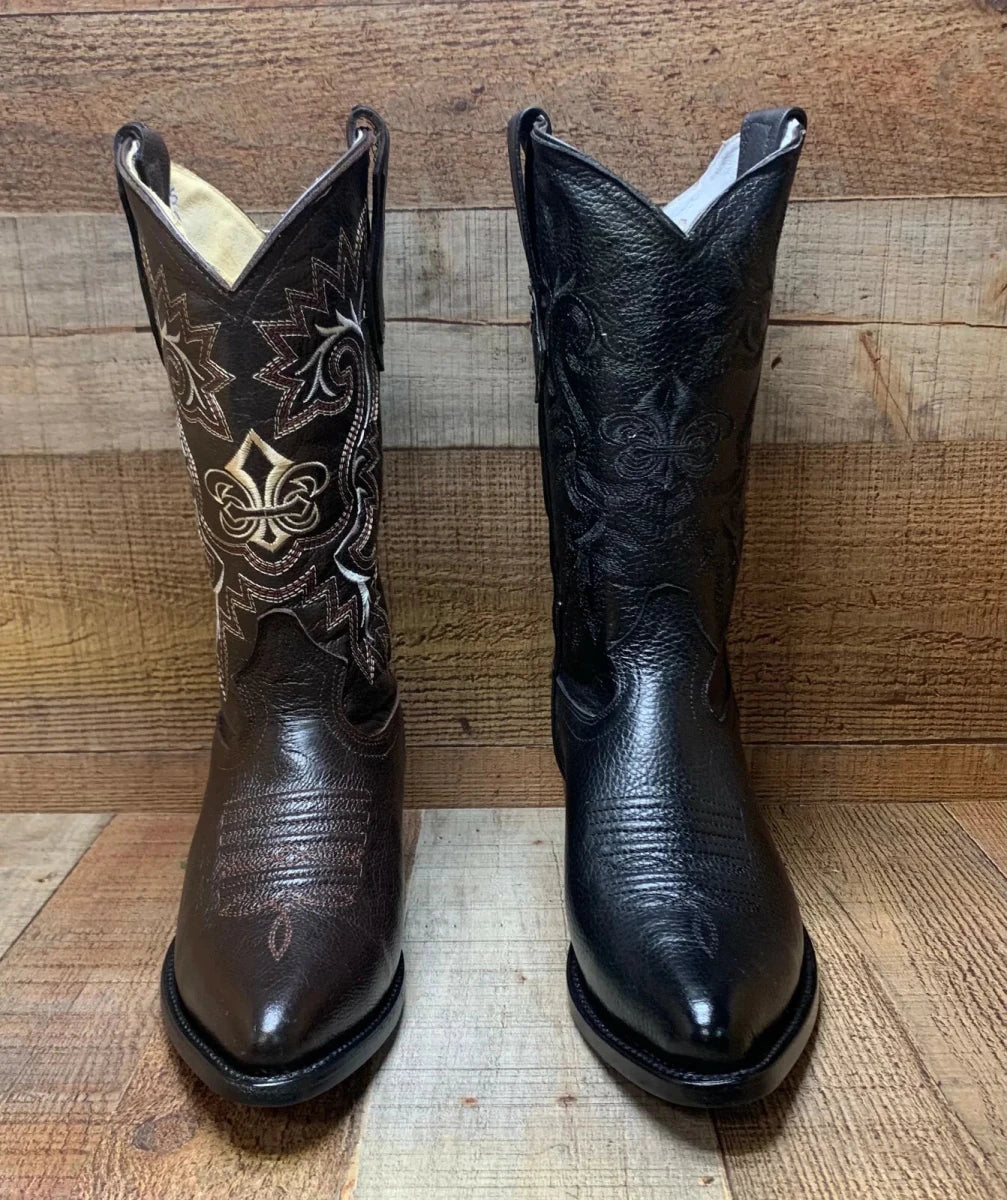 Men's Western Cowboy Genuine Leather Pointed Toe Boots Est. 099 Brown - OriginalWestern.com