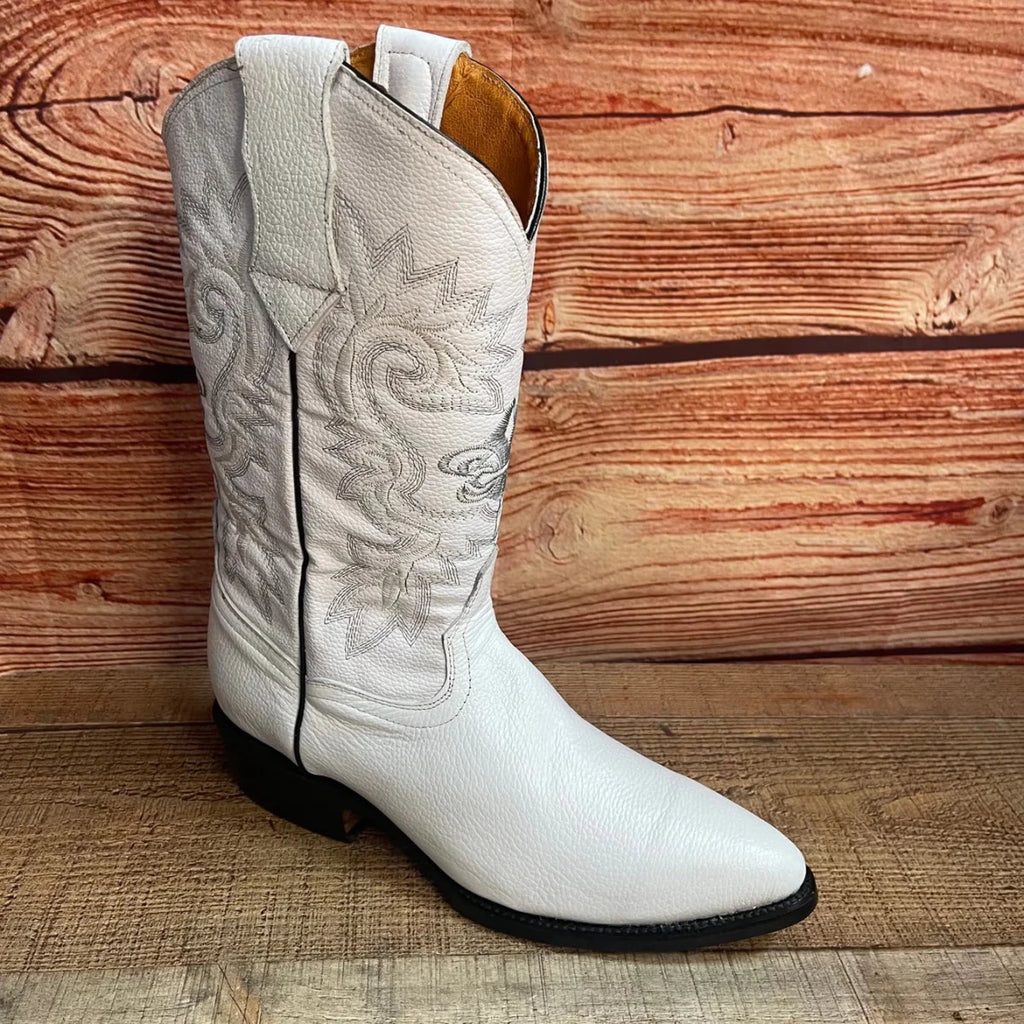 Men's Western Cowboy Genuine Leather Pointed Toe Boots Est. 099 White - OriginalWestern.com
