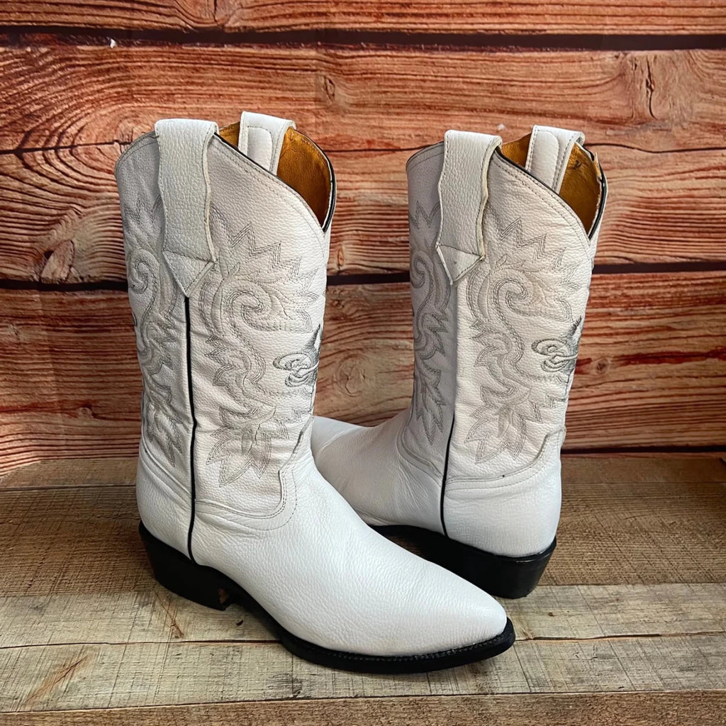 Men's Western Cowboy Genuine Leather Pointed Toe Boots Est. 099 White - OriginalWestern.com