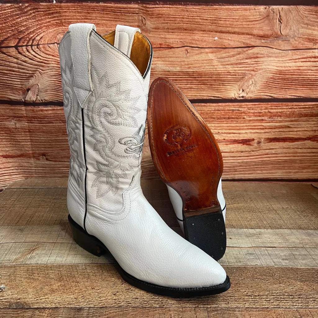 Men's Western Cowboy Genuine Leather Pointed Toe Boots Est. 099 White - OriginalWestern.com