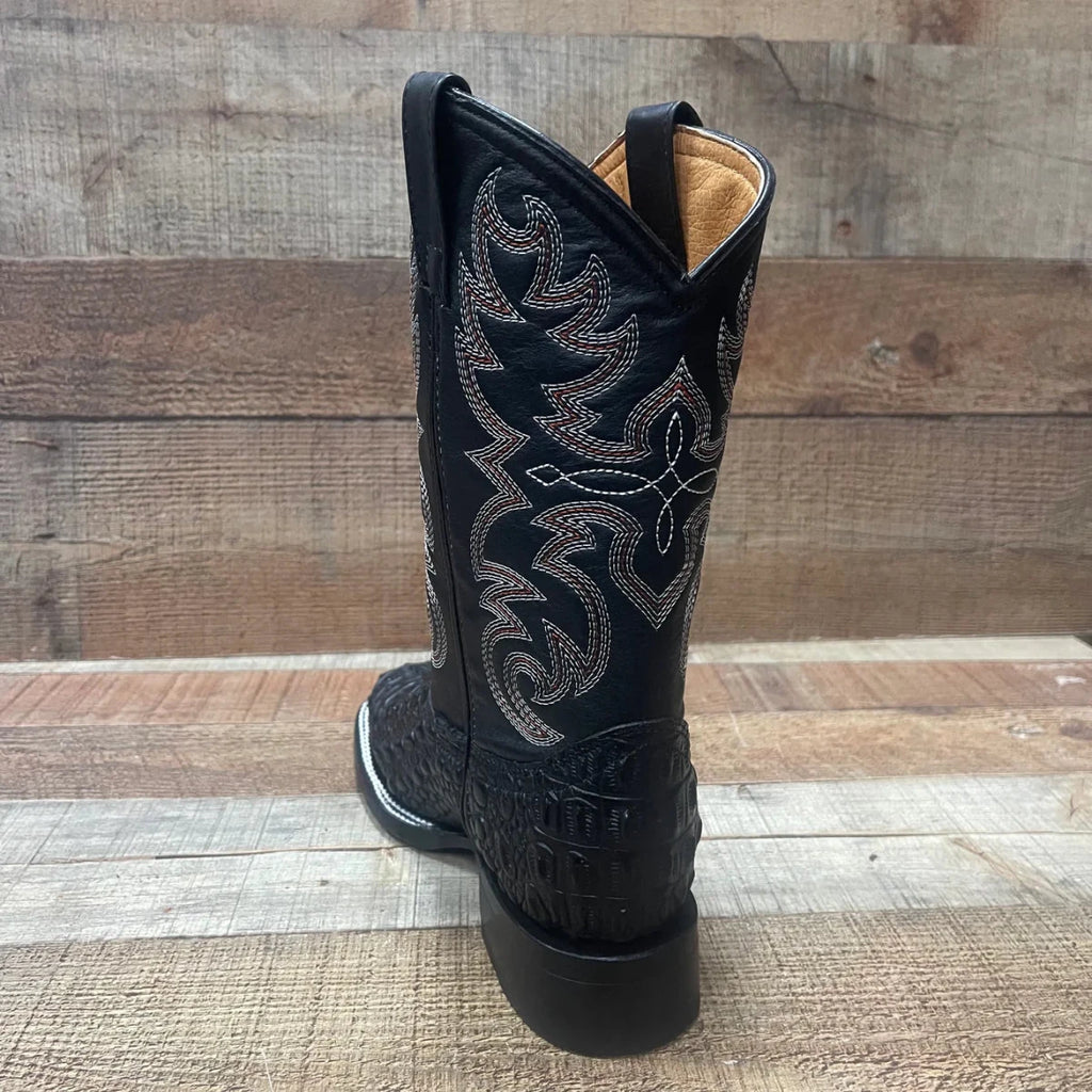 Men's Western Cowboy Genuine Leather with Crocodile Loin Print Est. 720 Black - OriginalWestern.com