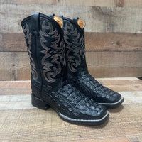 Men's Western Cowboy Genuine Leather with Crocodile Loin Print Est. 720 Black - OriginalWestern.com
