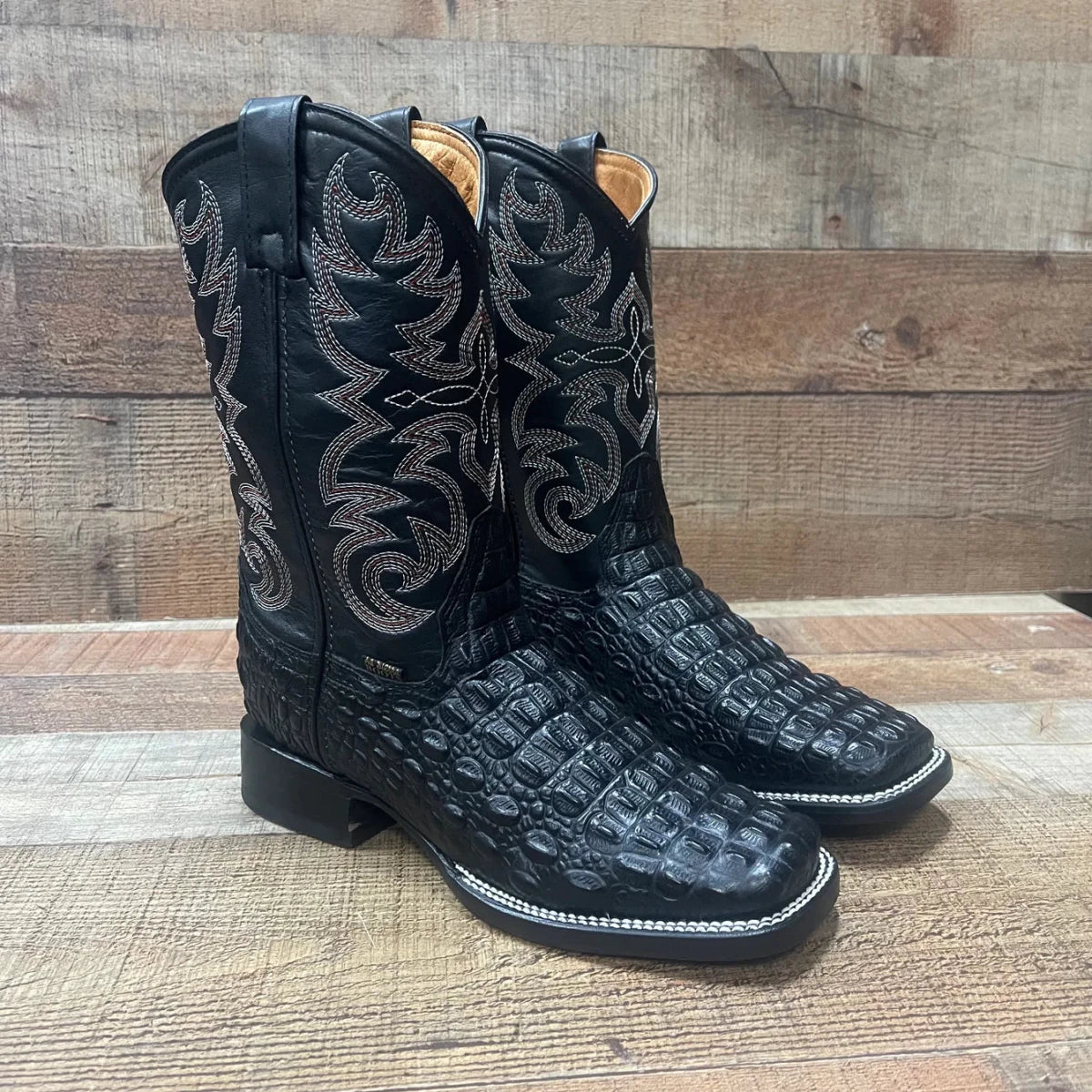 Men's Western Cowboy Genuine Leather with Crocodile Loin Print Est. 720 Black - OriginalWestern.com