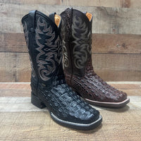 Men's Western Cowboy Genuine Leather with Crocodile Loin Print Est. 720 Black - OriginalWestern.com