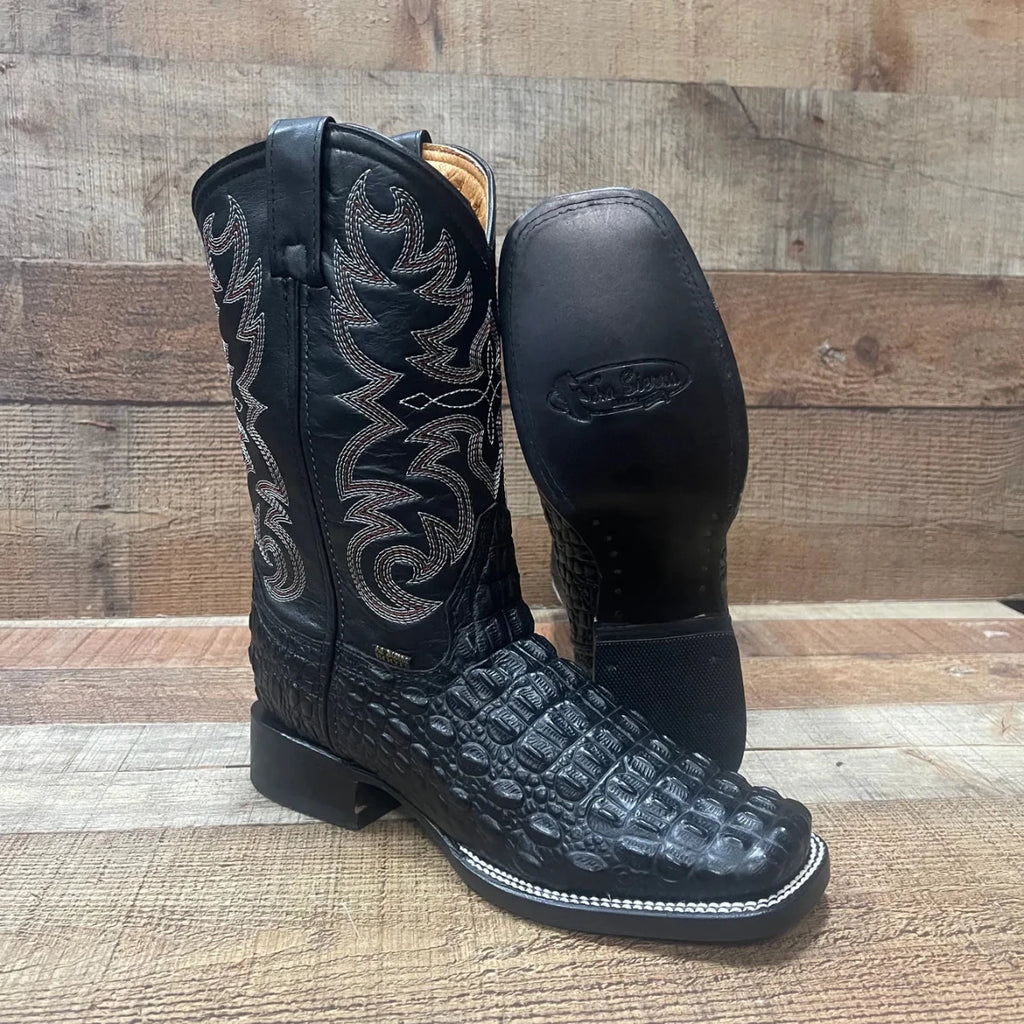 Men's Western Cowboy Genuine Leather with Crocodile Loin Print Est. 720 Black - OriginalWestern.com