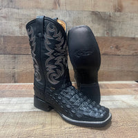 Men's Western Cowboy Genuine Leather with Crocodile Loin Print Est. 720 Black - OriginalWestern.com