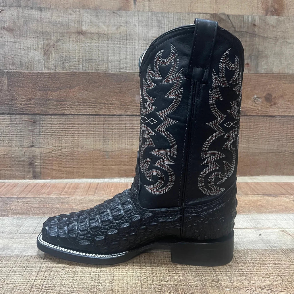 Men's Western Cowboy Genuine Leather with Crocodile Loin Print Est. 720 Black - OriginalWestern.com