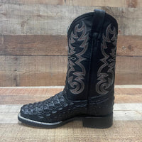 Men's Western Cowboy Genuine Leather with Crocodile Loin Print Est. 720 Black - OriginalWestern.com