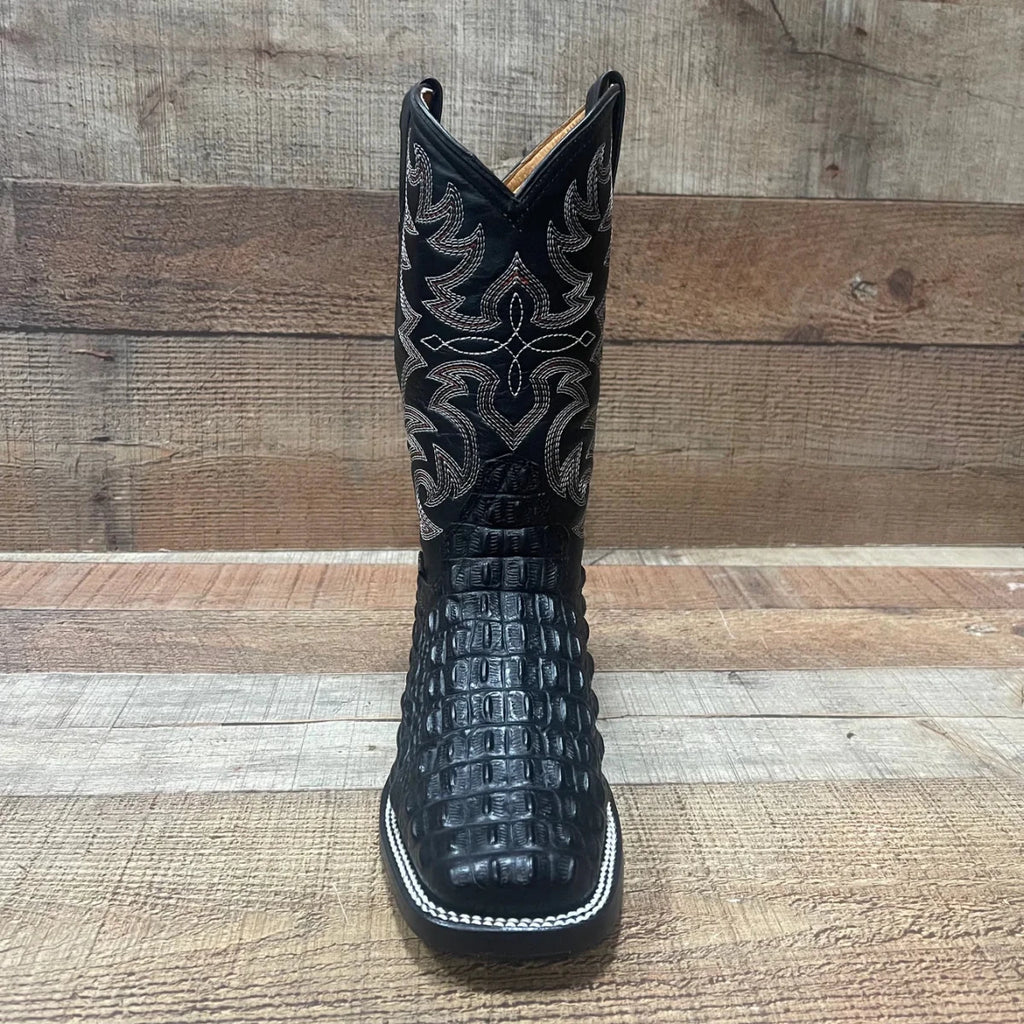 Men's Western Cowboy Genuine Leather with Crocodile Loin Print Est. 720 Black - OriginalWestern.com