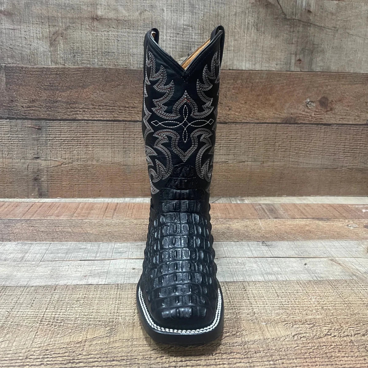 Men's Western Cowboy Genuine Leather with Crocodile Loin Print Est. 720 Black - OriginalWestern.com
