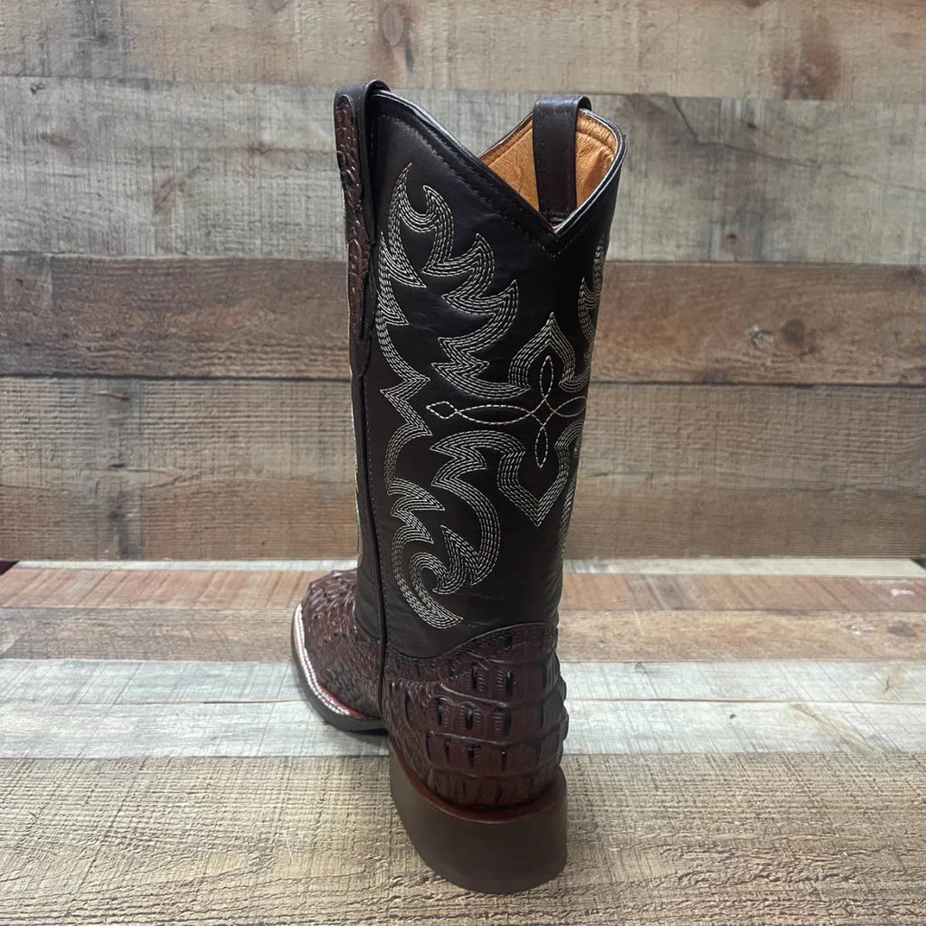 Men's Western Cowboy Genuine Leather with Crocodile Loin Print Est. 720 Brown - OriginalWestern.com