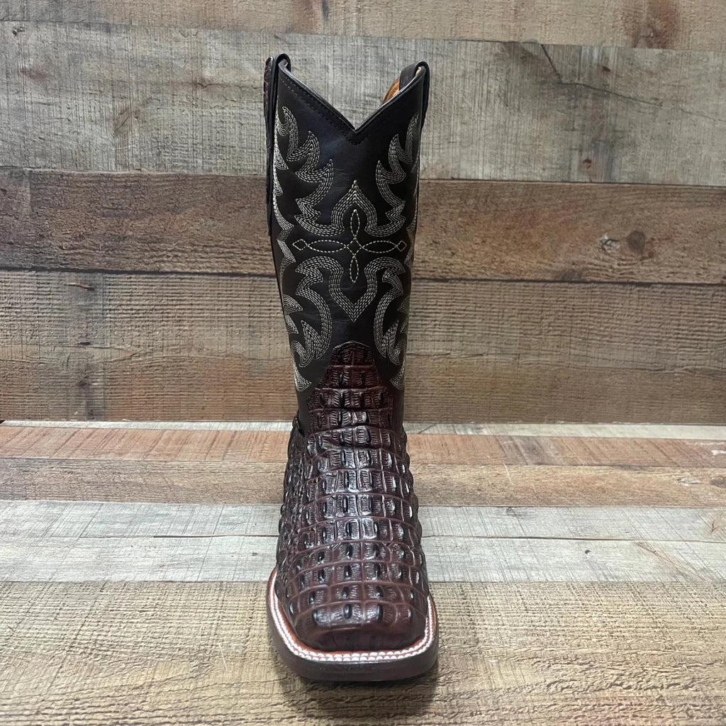 Men's Western Cowboy Genuine Leather with Crocodile Loin Print Est. 720 Brown - OriginalWestern.com