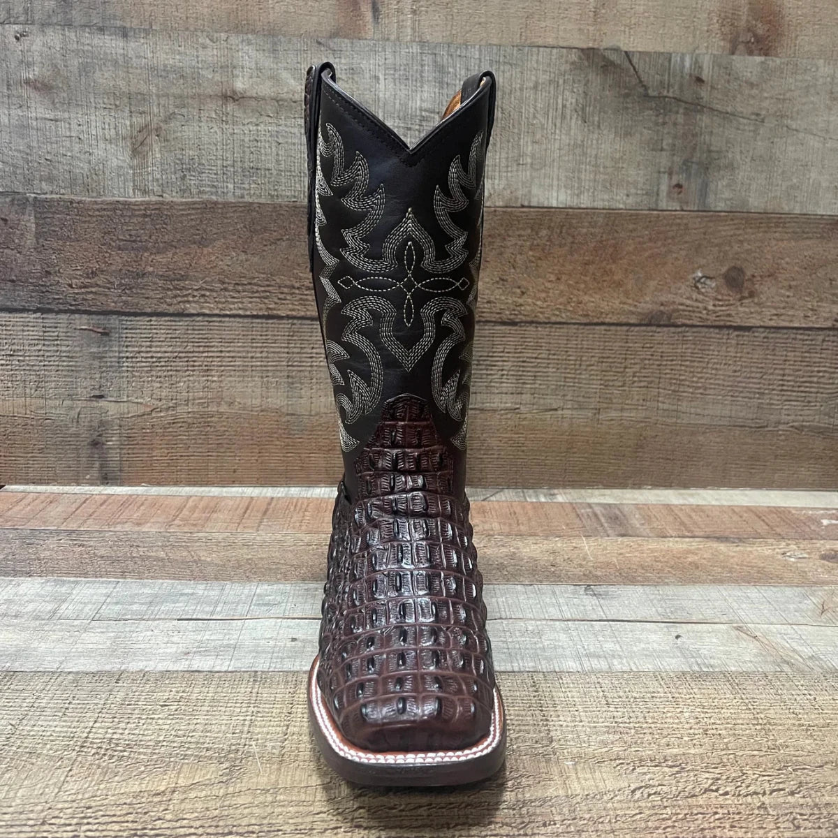 Men's Western Cowboy Genuine Leather with Crocodile Loin Print Est. 720 Brown - OriginalWestern.com