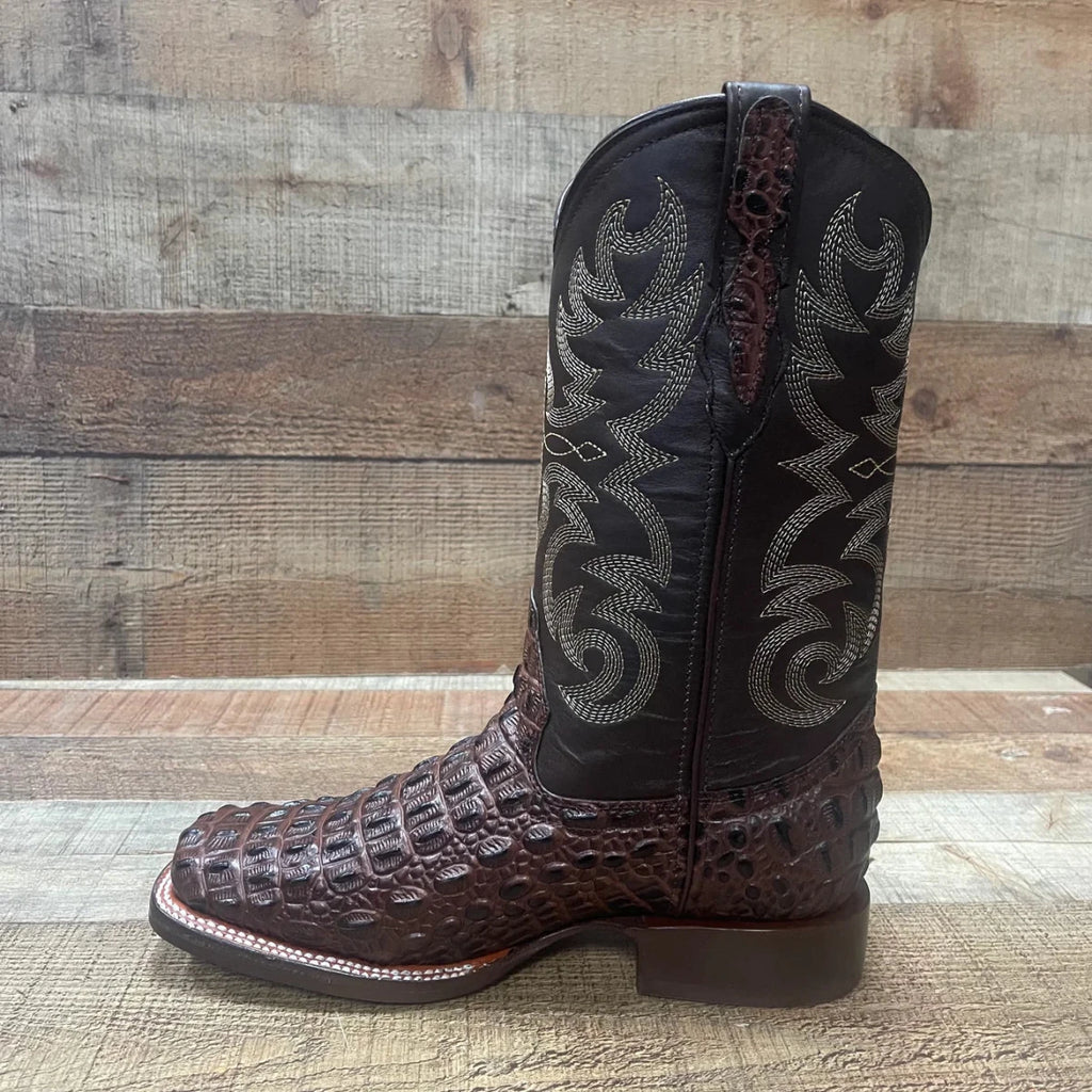 Men's Western Cowboy Genuine Leather with Crocodile Loin Print Est. 720 Brown - OriginalWestern.com