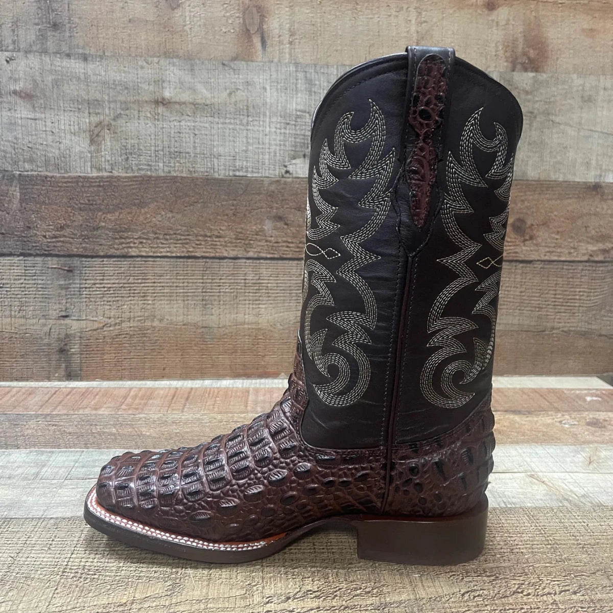 Men's Western Cowboy Genuine Leather with Crocodile Loin Print Est. 720 Brown - OriginalWestern.com
