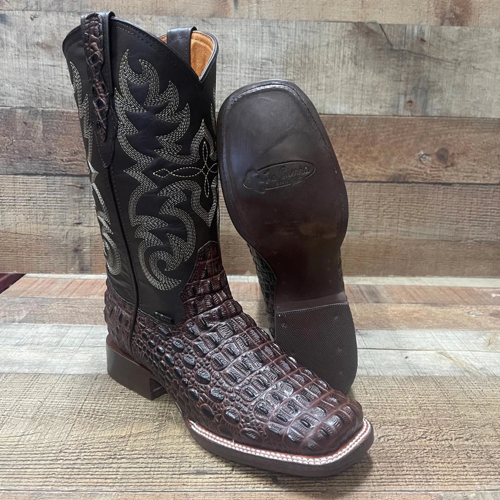 Men's Western Cowboy Genuine Leather with Crocodile Loin Print Est. 720 Brown - OriginalWestern.com