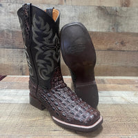Men's Western Cowboy Genuine Leather with Crocodile Loin Print Est. 720 Brown - OriginalWestern.com