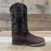 Men's Western Cowboy Genuine Leather with Crocodile Loin Print Est. 720 Brown - OriginalWestern.com